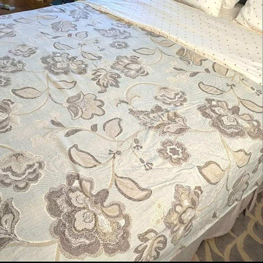 Harbor House Modern Floral Blue Brown 100% Cotton Duvet Cover F/Q